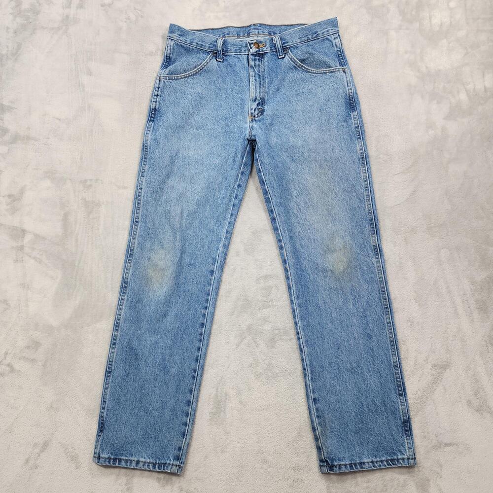Rustler Jeans Mens 32x30 Blue Light Wash Regular Fit Straight Leg Denim Casual